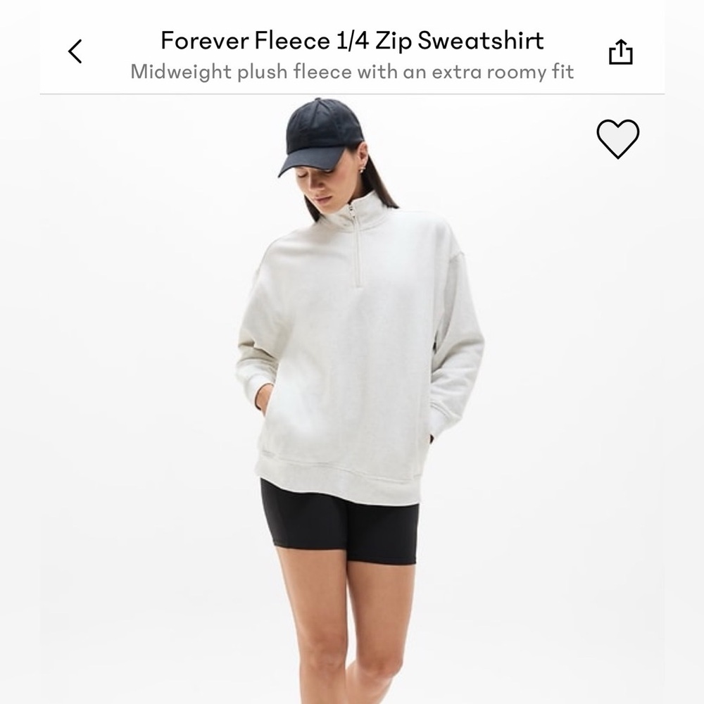 Athleta Gray Forever Fleece Quarter-Zip Sweatshirt size M